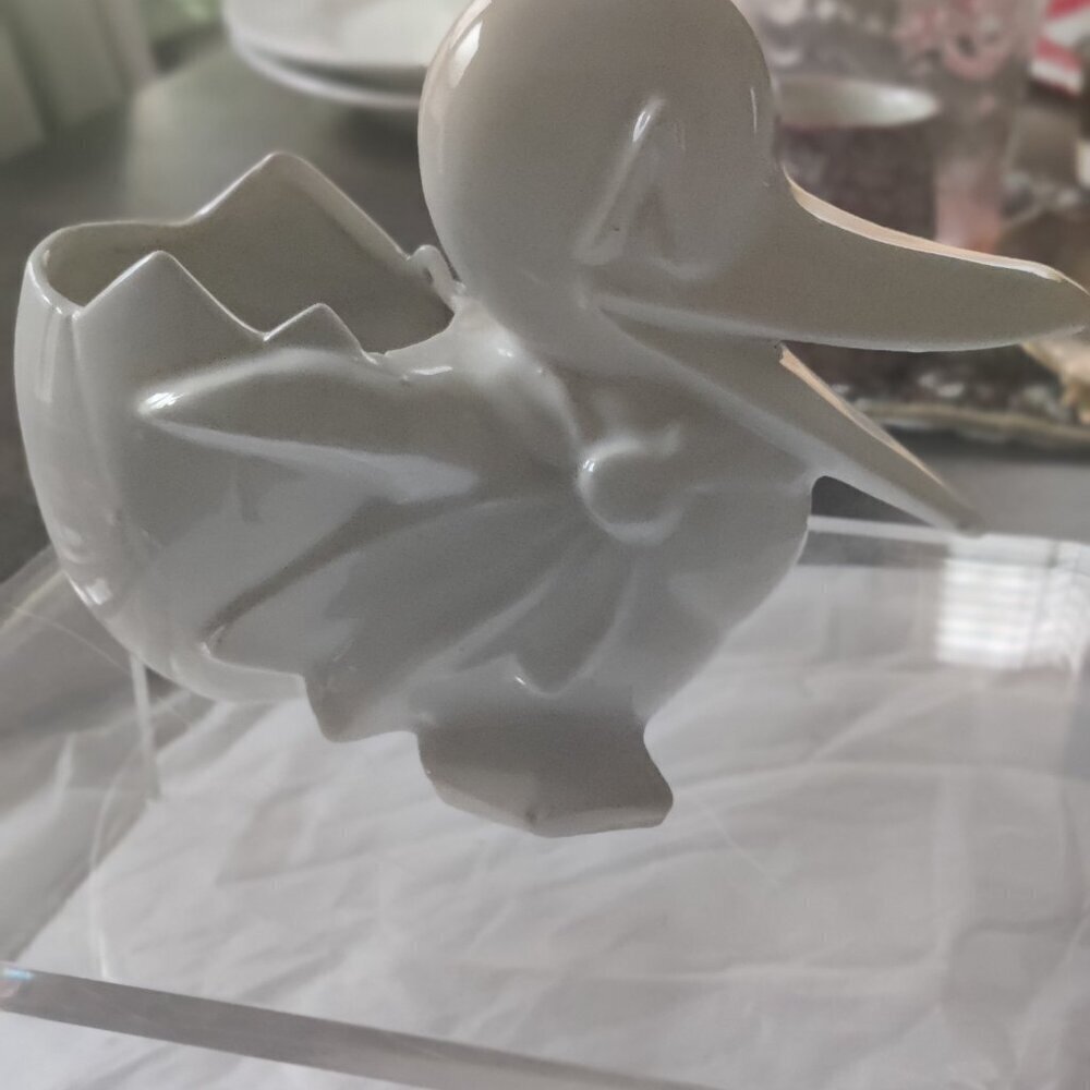 Ceramic Duck Planter by McCoy, Vintage from the 1940's. Off-White Glaze No chips